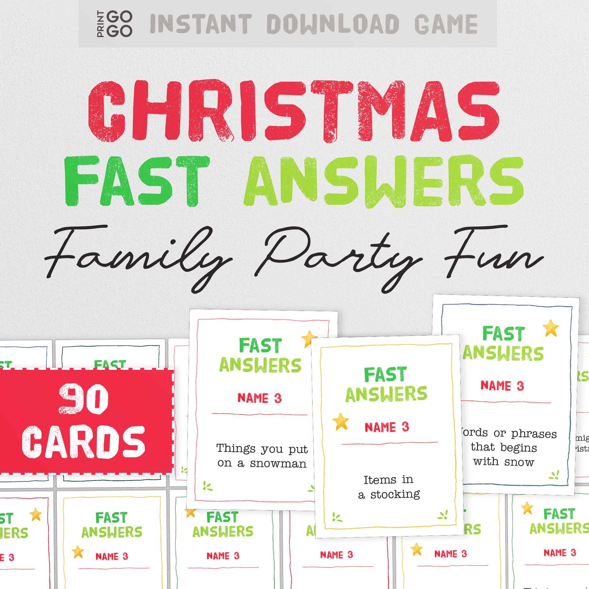 Christmas Fast Answers - The Fun Quick Thinking Family Party Game! – Print  GoGo